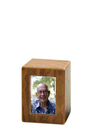 urna de caixa de foto de madeira