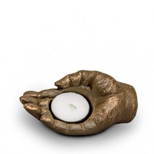 Keramisk mini kunst urne liggende hånd