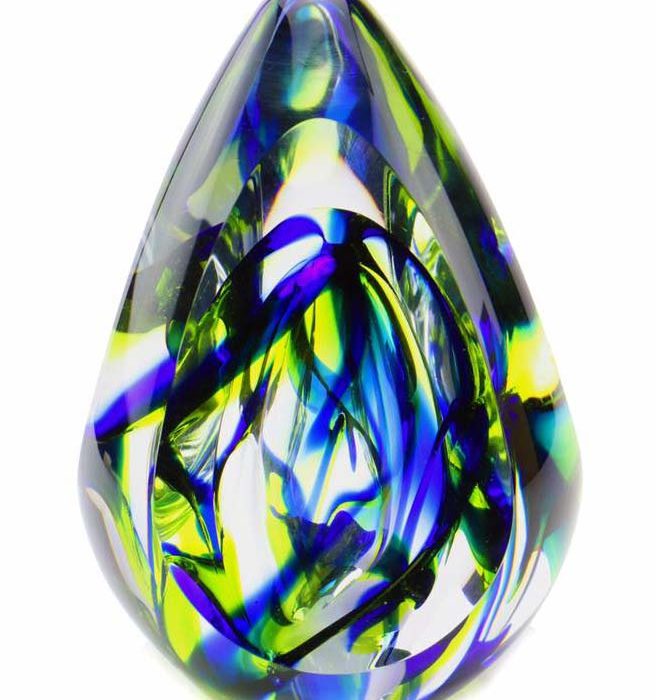 krystallglass D premium urne aurora blå