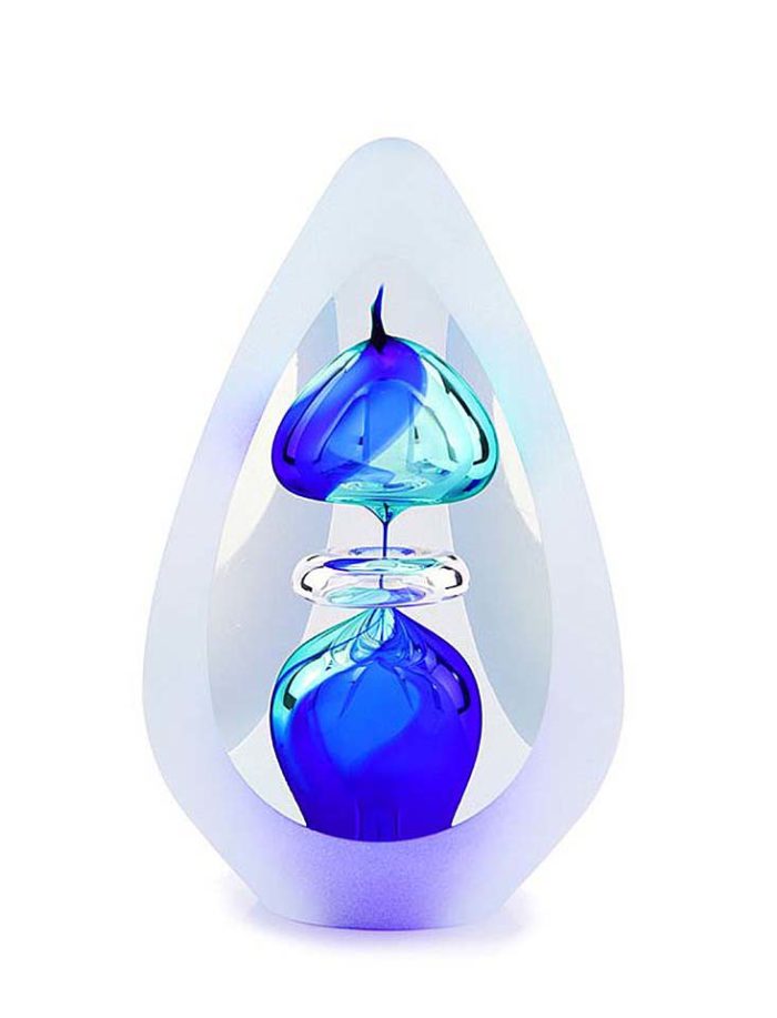 szklana kryształowa urna D premium orion niebieska mała