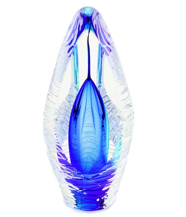 krystall glass d urn premium sprit skinne blå