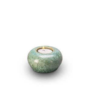 mini urna de cerâmica com luz de cera