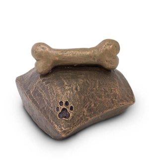 urne animal en céramique coussin os avec empreinte de patte litre ugk