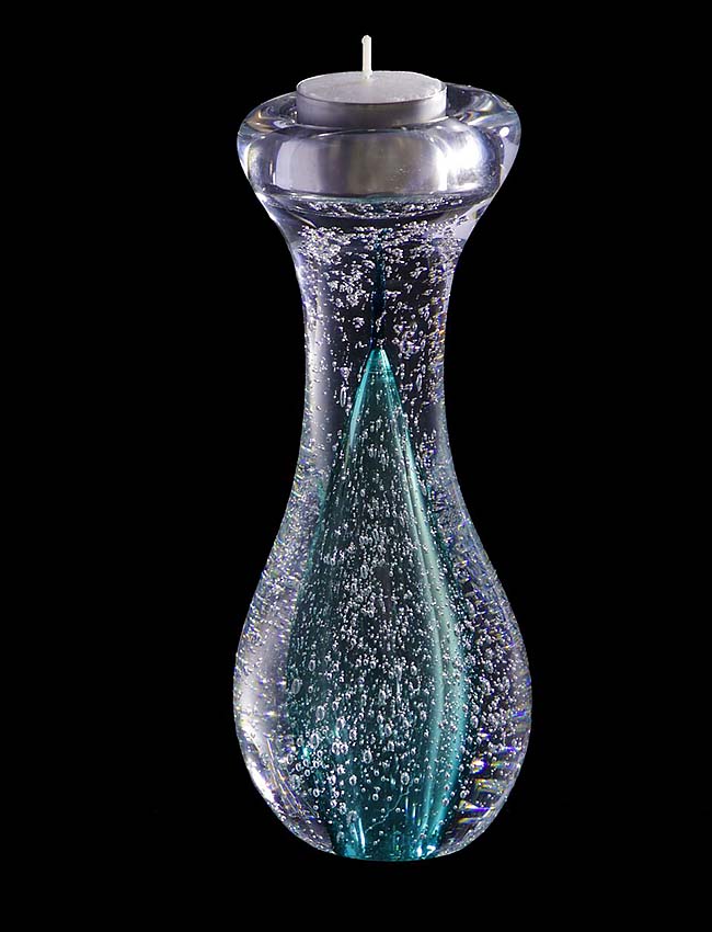 krištáľové sklo tiffany blue stardust svietnik urna