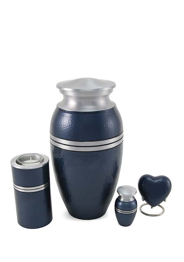 dedičná kovová modrá urna