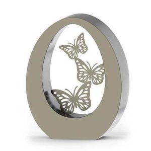 rvs oval sommerfugler urne