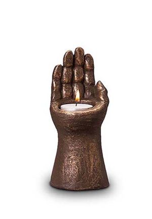 keramická mini umělecká urnová ruka se světlem