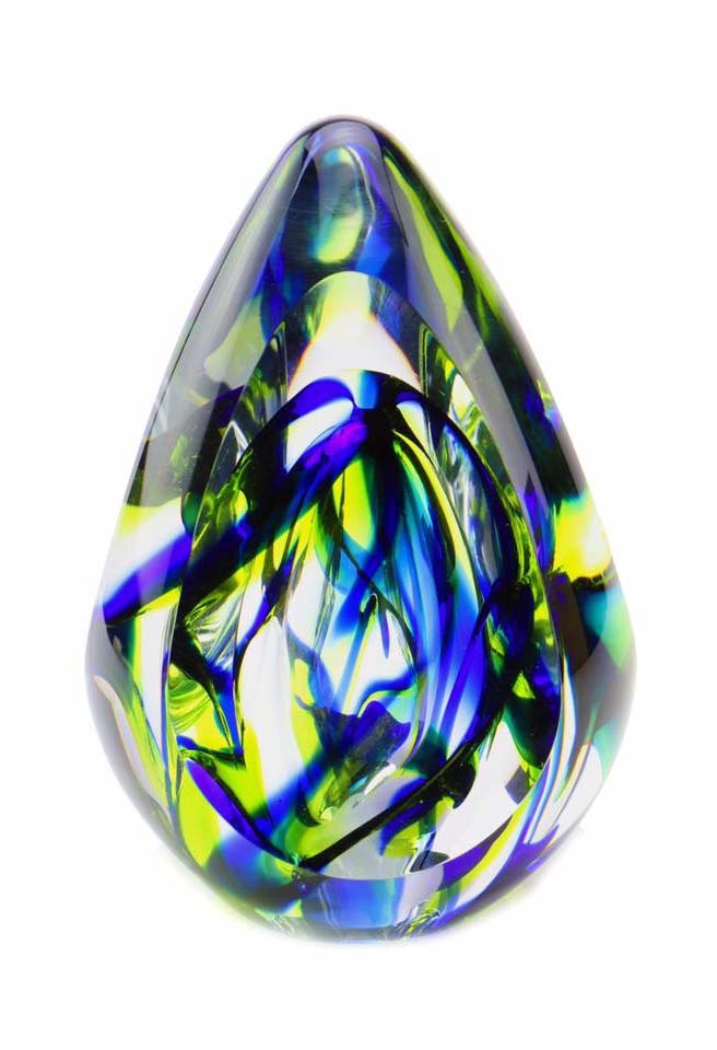 verre cristal D urne premium bleu aurore
