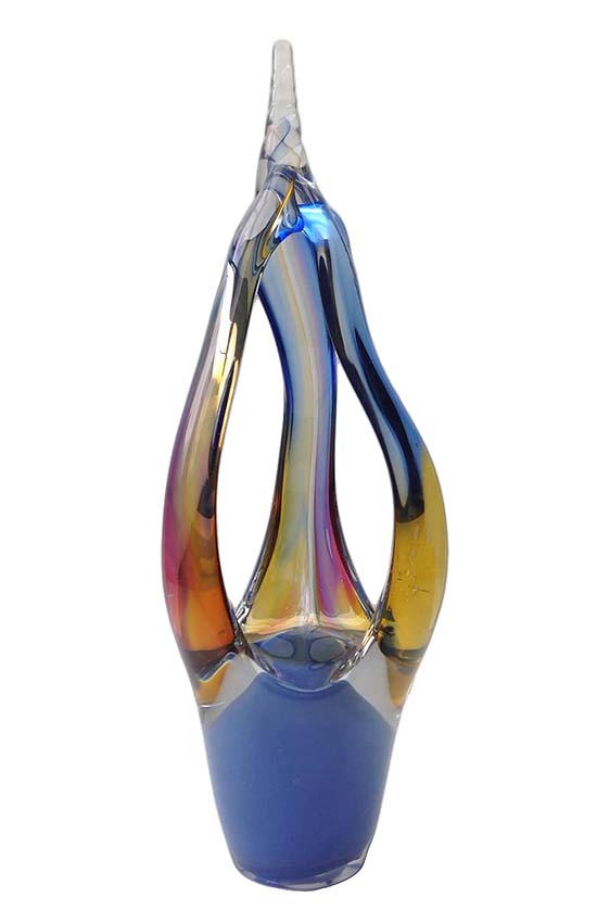 urna ze szkła kryształowego w kolorze błękitnego płomienia