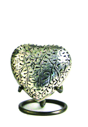 oak antique silver heart urn