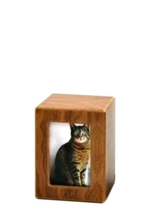 Drewniana urna ze zdjęciem zwierząt