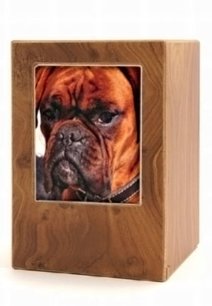 urna per animali con foto in legno
