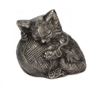 precious kitty cat urn silver